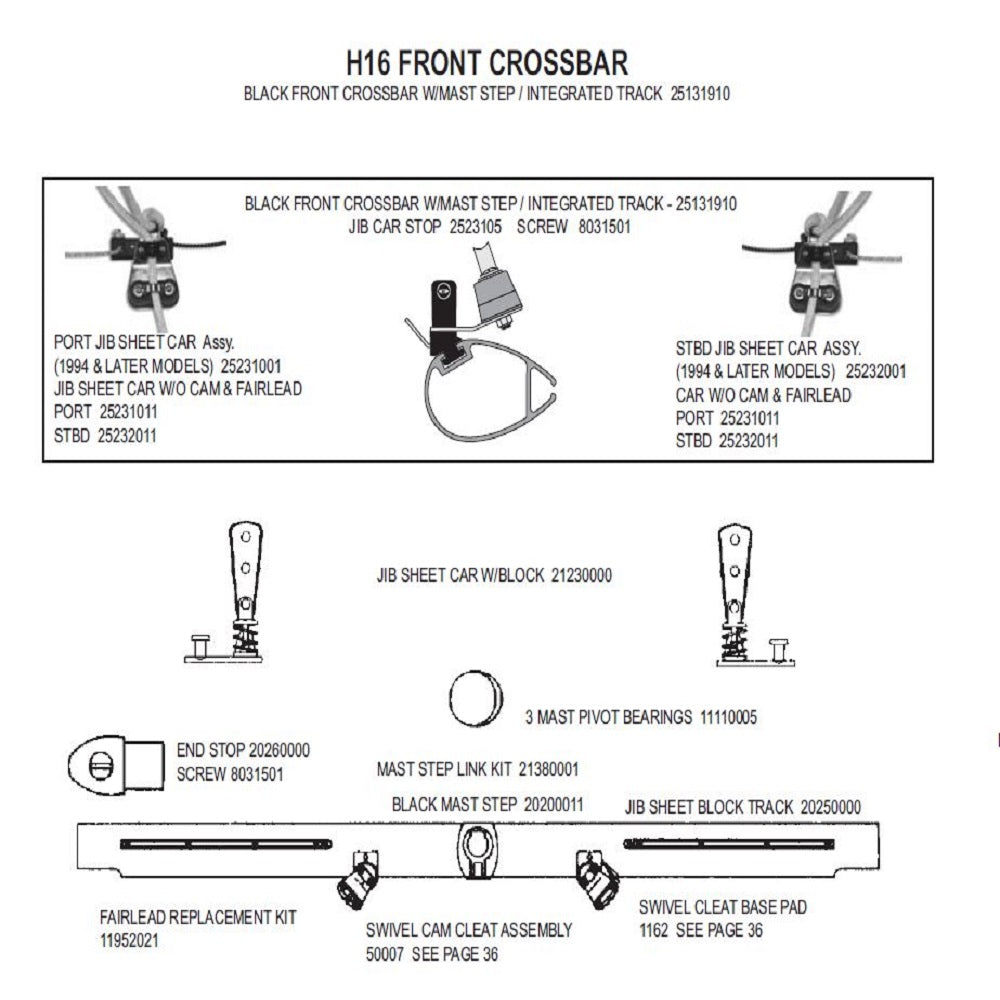 Hobie 16 Front Crossbar Parts