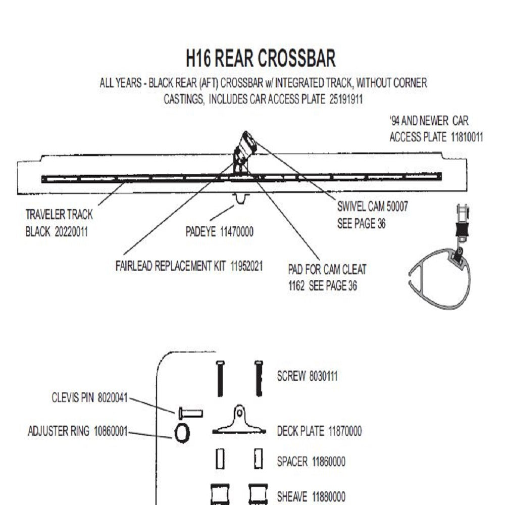 Hobie 16 Rear Crossbar Parts