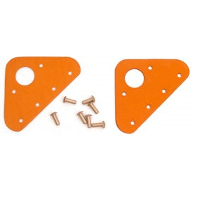 Tack  Clew Plate Replacement Kit
Murrays Part# 001-1016
The Tack & Clew Plate Replacement Kit includes one pair anodized aluminum plates with rivets to be set with a hammer. Rounded triangular plates measure 2-1/2″ by 2-1/2″ by 3″. Replacement rivets are available separately (#19-5005). These are commonly used as the H16 main sail clew plate and tack plate on older H16 sails. Newer sails use a hydraulic press ring at the tack and clew.
Compare to Hobie part number 12240000.