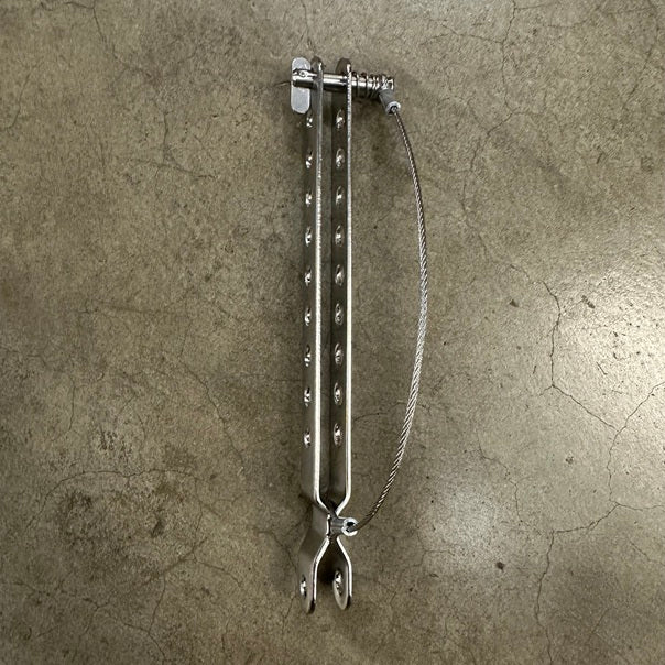 Wave Forestay Adjuster w/ Toggle
Murrays PN 001-2085
The Murrays Wave Forestay Adjuster with Toggle is a must have for speeding up the rigging process on your Hobie Wave. This adjuster includes a toggle pin with lanyard that can't fall off of your bridle assembly. This allows you to easily raise and pin the mast single handed! The toggle is affixed around the center of the adjuster with a slightly longer lanyard to keep it out of the way of your bridle vane or other accessories.