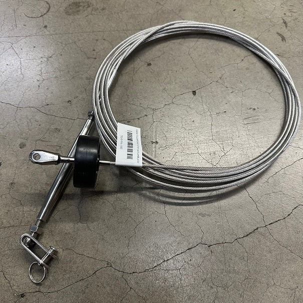 H18 Diamond Wire with Turnbuckle
Murrays Part# 002-0494-40C
Diamond wire for one side of a Hobie® 18 or 21SC is constructed with 1/8" 1x9 bare wire, stainless fork, jib roller and turnbuckles.
Also used on the the Hobie 21SC is sometimes confused with the H21SE (Special Edition).
Note: The H21SC is differentiated by its 8.5' beam, front tramp and Hobie® 18 rigging.
Compare to Hobie Part# 61750001