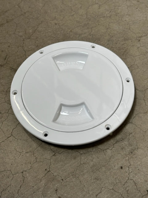 Murrays Part# 001-1195WH
5" Flat Access Port
The 5" Flat Access Port is designed to install on a flat surface. Each hatch includes one deck ring and one lid. A lip accommodates a Cat Bag (sold separately). For Hobie® 20 and Tiger. This also fits the NACRA 15 and fits much like the VIKING access ports. Customers tend to prefer this style to the ports that became stock in 2018. Does not include hardware, hardware options shown in the related items section below.
Compare to NACRA part number 30365
Compare