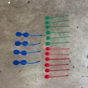 Murrays red, green and blue tell tails.  Sail trimming guides.