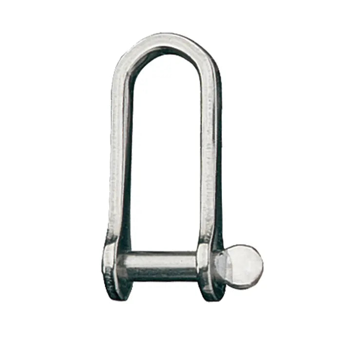 Ronstan Stainless Steel Long D Shackle, 1/4" Pin, Coined Head
Murrays Part# 21-0623
This stainless steel long D-shackle has a 1/4" diameter pin. Great for adding replacing the clevis pin on your H18 bridles for a spinnaker project.