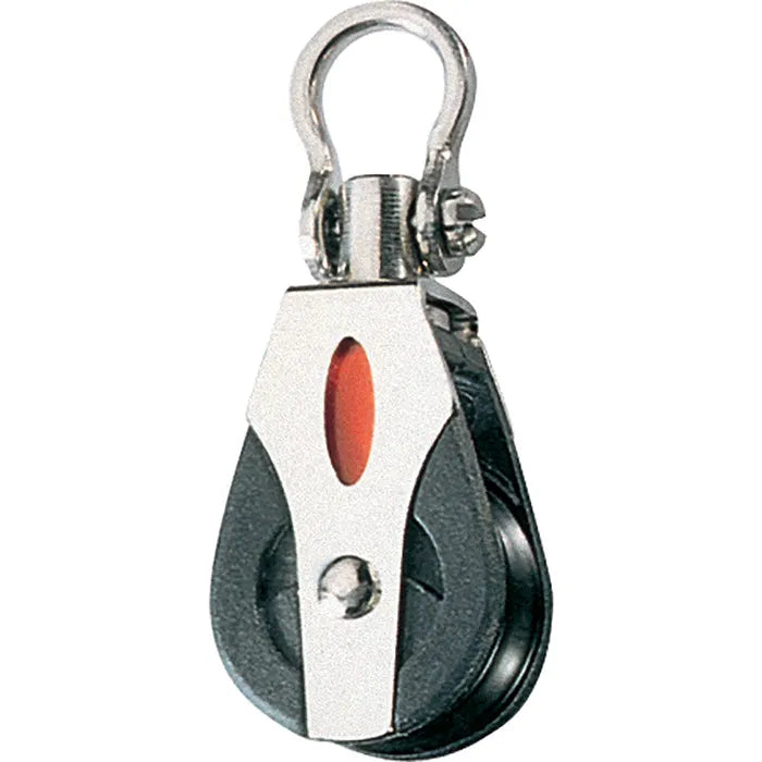 Ronstan Series 20 Ball Bearing Single Block with Loop Top
Murrays Part# 21-2010
Ronstan's 20mm single bullet block with swivel shackle head is lightweight and has low friction and a high static and dynamic load capacity. Precision molded Acetal sheaves running on stainless steel ball bearings provide high performance and low friction.
Materials include: Stainless steel ball bearings, UV-stabilized Acetal sheave, grade 316 stainless steel load strap and head fitting, and impact and UV -resistant
