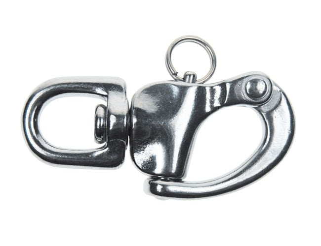 Snap Shackle with Swivel Eye
Murrays Part# 22-4521
2-3/4" long stainless steel snap shackle with swivel eye has 1/2" diameter eye. SWL 1000 lbs. Weighs 2.4 oz.