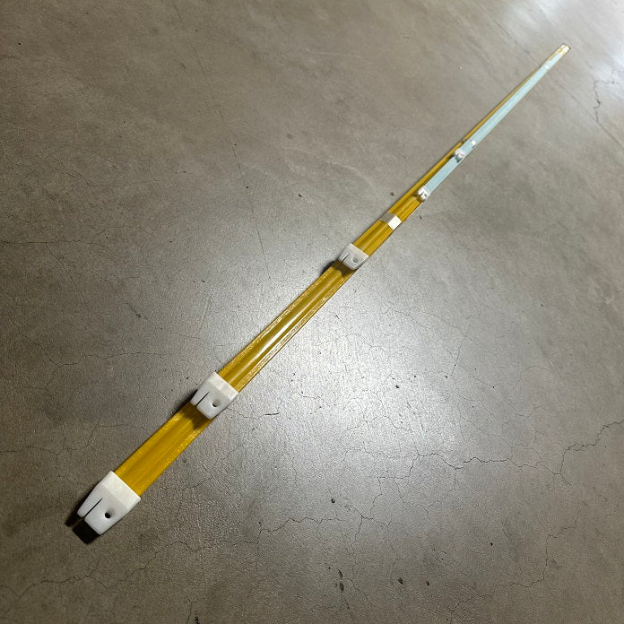 Wave Batten Set Murrays
Murrays Part# 30-3012
The Murrays Wave Batten Set are the same specs as the OEM version except yellow and with white batten caps. This set includes 5 battens with black OEM luff caps and white TrenTec Leech caps.
The bottom three battens are Hobie Main style battens and the top two battens are Hobie Jib style battens.
Hobie Part# 38016001