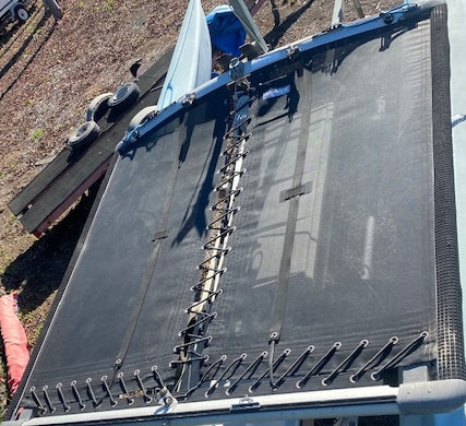 H14 3-Piece Mesh Trampoline-Black
Murrays Part# 30-3101
This aftermarket 3-piece tramp for Hobie® 14 is not made by Hobie Cat, so it is not legal for Hobie® class racing. Black polypropylene mesh is the ideal material for beach cat tramps because it is light, strong and comfortable with very good UV resistance, plus it allows water to drain, so you won't be sitting in a puddle. Grommets for Turbo jib block wires are included.
Hobie Part# 10970055