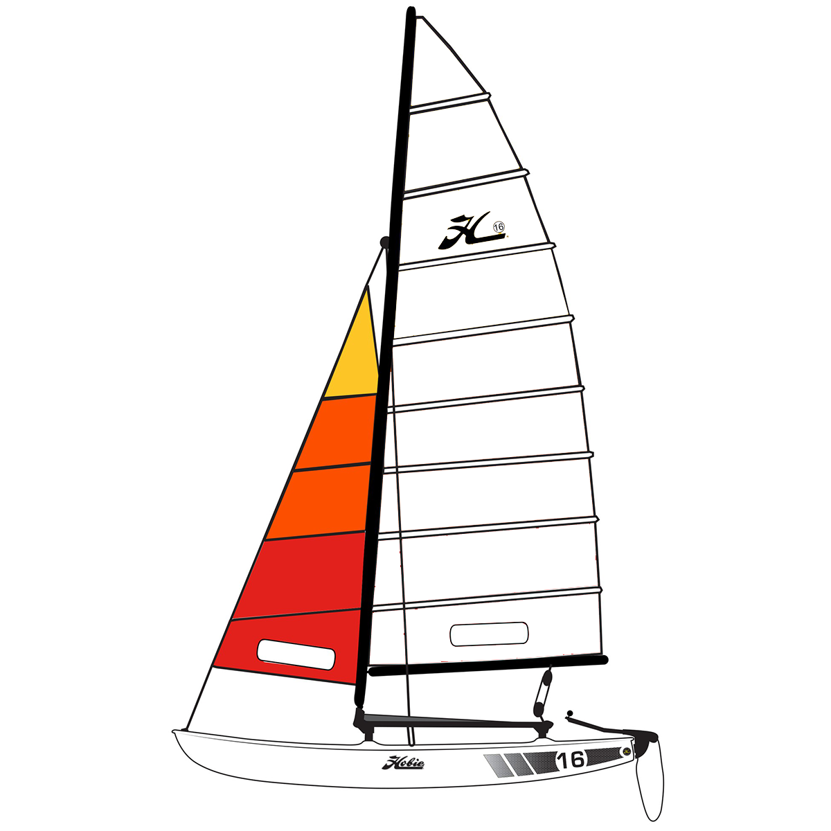 H16 Jib Sail (Zephyr)
Murrays Part# 50-209910601
Zephyr Jib for the Hobie 16. One of our most popular color options!
Hobie 16 class approved mainsail.
Made from heavy 6 oz Dacron
Battens sold separately
Comes with a sail number preinstalled
Hobie Part# 209910601