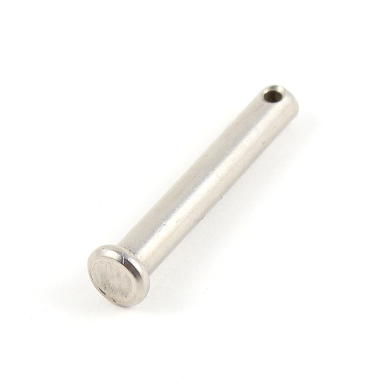 Stainless steel clevis pin. Measurement is 1/4" diameter x 1-3/4" grip length (shoulder to the split ring hole).
Uses:
This pin replaces #56-7809, gooseneck clevis pin for Nacra 5.2 and all Prindles.
Hobie 18 main traveler car 
Prindle Part# 6004
 Comparable to Hobie Cat® Part# 8020431