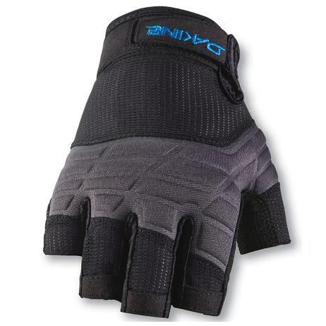 The Dakine Half Finger Gloves are designed for watersports such as kayaking, kiteboarding, windsurfing and sailing. They combine ultimate performance with breathable nylon top skin, with a durable non slip palm construction. Unique pull tabs assist in removal of the gloves.
