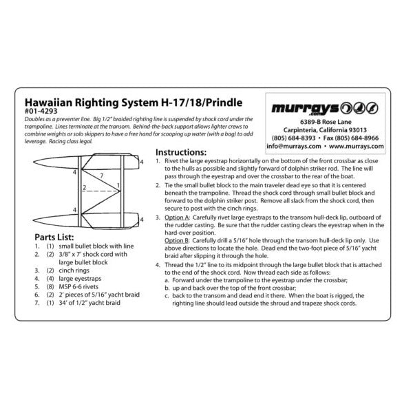 H-17/18/PRINDLE HAWAIIAN CATAMERAN RIGHTING SYSTEM