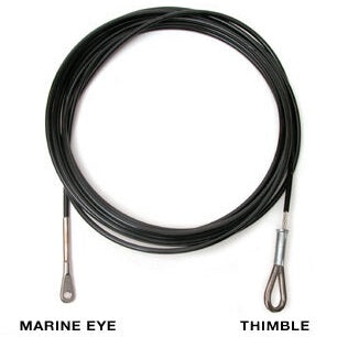 Hobie 16 Shroud Extra Heavy Duty 5/32"
Murrays Part# 002-0205-12
The Murrays Heavy Duty 5/32" Hobie 16 shroud (sidestay) wire is an extra heavy duty shroud for the Hobie 16.  It is 5/32 wire compared to the standard 1/8" wire and we use a roller swaged marine eye fitting on the lower connection point. Our hydraulic swager exerts a force of over 10,000 pounds to quickly swage without work-hardening the stainless fittings. 20790011