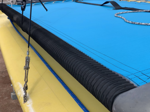The Hobie 16 and 14 Surefoot EVA Deck Grip Kit features 3m peel and stick backing on cut-diamond-textured EVA foam. Ideal rail and or deck grip on all dinghies and catamarans. EVA traction pads offer grip, padding and a long life span.  EVA is a lightweight foam doesn’t absorb water the way carpet does, so it dries quickly!
Includes four 4" x 40" strips - covers both sidebars.
Compare to Hobie Cat® Rail Rug #1671BLK.