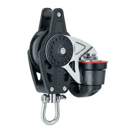 Harken 40mm Block -Swivel, Becket, Cam Cleat
Murrays Part# 28-2646
Low-friction Carbo Air blocks are lightweight, strong, reliable—and affordable. Companions to our popular Harken Big Boat blocks, these small, compact blocks have very high working loads for safe, easy trimming.