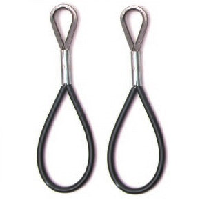 Can't Hurt Trap Rings
Murrays Part# 001-0123
Can't Hurt Trap Rings are a light and flexible alternative to "hard" stainless steel dogbones. Black high pressure nylon tubing covers 1/8" (1x19) stainless wire.
Compare to Hobie Cat® #2003.
Sold in pairs