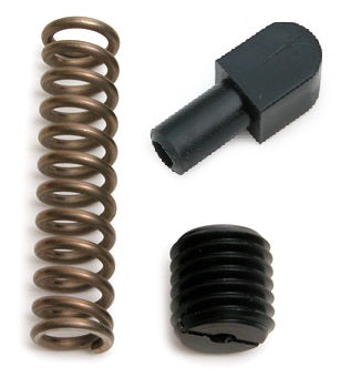 Rudder Locking Kit Hobie 17, 18, 20, 21
Murrays Part# 001-3552
The Rudder Locking Kit Hobie 17, 18, 20, 21 includes the rudder spring, rudder casting screw, and the rudder plunger for the Hobie 17, 18, 20 and 21.
Delrin screw is 3/4-10 thread. In many cases you can drill it out with a 5/8" drill bit and then get a 3/4-10 tap to clear the threads.