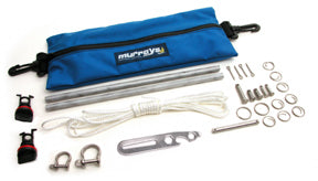 Spare Parts Kit: Nacra
Murrays Part# 001-8221
Why lose a weekend of sailing due to a missing part? Stored in a 5" x 12" zippered pouch, this kit contains the most frequently lost and needed items for your Nacra catamaran. Includes shackle tool, two drain plugs with gaskets, aluminum rudder pins, clevis pins and rings kit, 3/16" bow shackle, 1/4" bow shackle and batten tie strings. Pouch comes in assorted colors.
Newer Nacras use pintles instead of rudder pins, so the included rudder pins are not