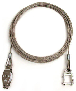 H16 Jib Halyard with Shackle
Murrays Part# 002-0284-00
Jib halyard with shackle for Hobie 16 is constructed to factory specifications.
This is for use on the classic style H16 jib halyard system with a metal sheave up near the mast tang that was standard in the 70s and 80s.
The rope section of the jib halyard is 20' of 3/16ths line.
Compare to Hobie Part# 20661001