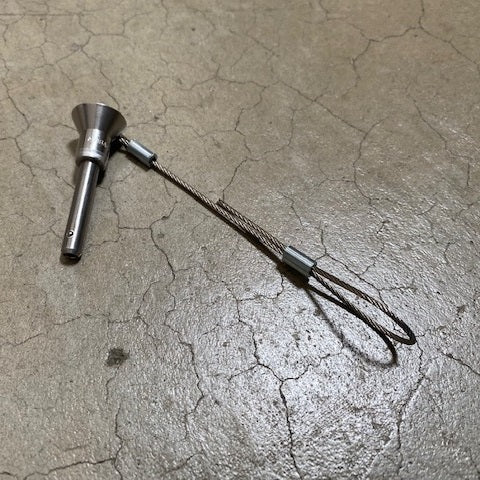 Deluxe Quick Release Pin 1/4 X 1 with Lanyard
Murrays Part# 18-4M100
This quick release pin features a push button on the top that releases 2 spring-loaded balls at the tip that secure the pin in place. Uses:
Hobie boom Gooseneck quick connection pin on the 14, 16 and 18.
Hobie 18 main clew to outhaul car connection pin.
Compare to Hobie Cat #20305 PIN, QR 1/4 X 1 CUP
Upgrade for Hobie 8020410 and 8020411 clevis pin