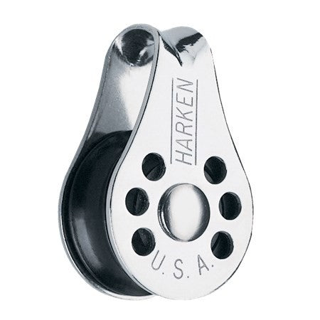 Harken 22mm Block
Murrays Part# 28-0224
This Harken ball bearing micro single block with stainless side plates is a small block with high load capabilities. It is a premium quality block for your trapeze return system.