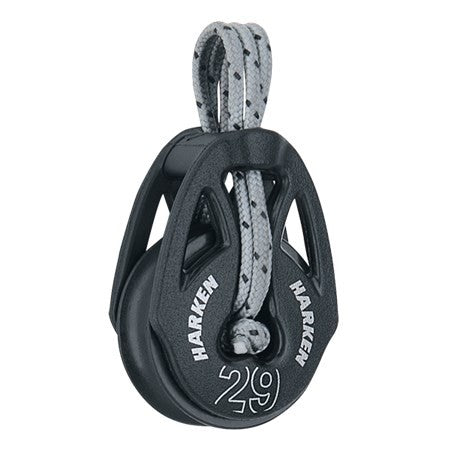 Harken 29mm T2 Soft-Attach Block
Murrays Part# 28-2146
For catamarans, this tie-on block eliminates the need for shackles, posts, swivels, etc. It is ultra-lightweight and sized like a bullet-block.
Specifications:
1-1/8" sheave diameter
330 lb. SWL
1000 lb. breaking strength
5/16" maximum line diameter
The high-strength composite T2™ is the first block with no metal shackles or rivets.