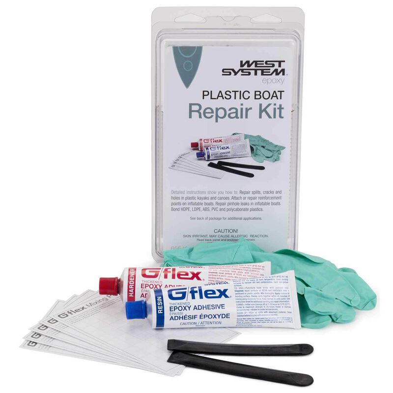 West System Plastic Boat Repair Kit with G/Flex
Murrays Part# 40-6508
West System Plastic Boat Repair Kit G/Flex repairs plastic canoes, kayaks and inflatables made from HDPE, LDPE, ABS, PVC or polycarbonate plastic with the contents of this West System kit. The Plastic Boat Repair Kit features plastic-friendly G/flex 655 epoxy, and is assembled with the do-it-yourselfer in mind.