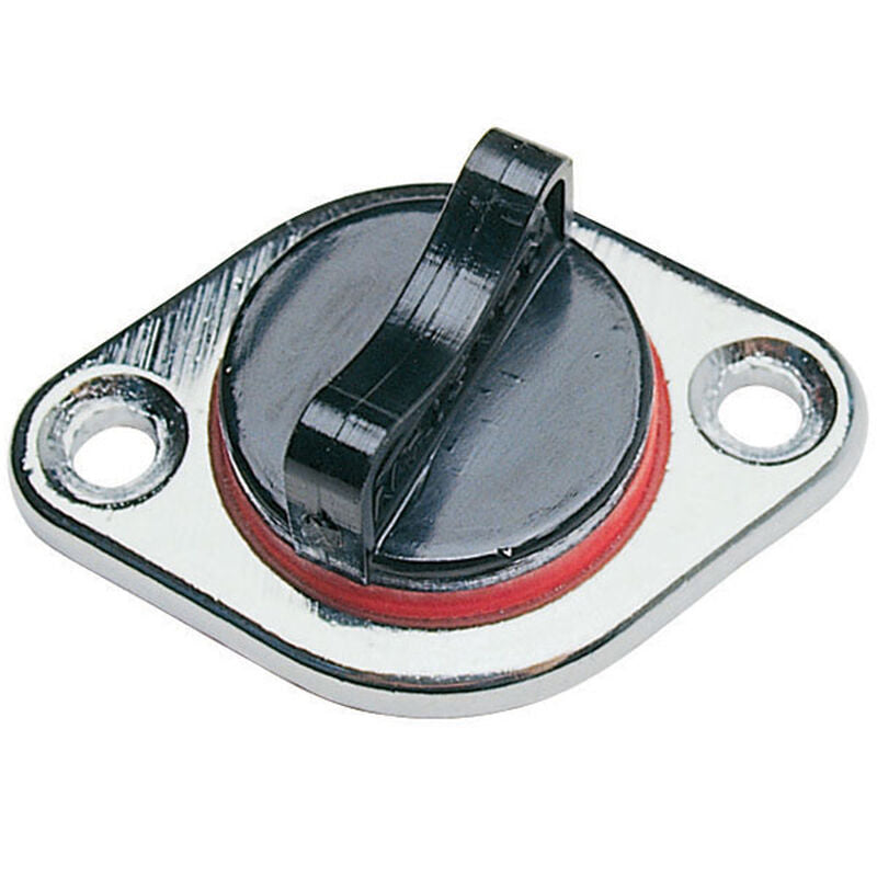 Ronstan Plastic Drain Plug with Chrome Brass Housing, 15/16" Hole
Murrays Part# 21-0737
This lightweight and inexpensive plug features a molded recess in the base that traps sealant (sold separately) in place, providing a more watertight seal. Nylon plug is UV-stabilized. Retaining legs keep drain plug from falling out of hole when unscrewed. Includes chromed brass housing (body) and gasket.