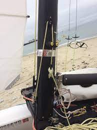 The Murrays Hobie 16 Jib Halyard Tension Kit allows sailors to quickly and easily adjust their jib halyard tension while under way.  This allows sailors to adjust their mask rake and rig tension to suit the conditions.