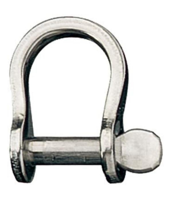 Ronstan Stainless Steel Bow Shackle, 3/16" Pin, Coined Head
Murrays Part# 21-0634
Solid stainless steel bow shackle has 3/16" diameter pin. 
UDL BL - The “Uniformly Distributed Load” breaking load of the shackle; the load is applied across the full span of the shackle pin. PL BL - The “Point Load” breaking load of the shackle; the load is only applied at the center or one side of the shackle pin.