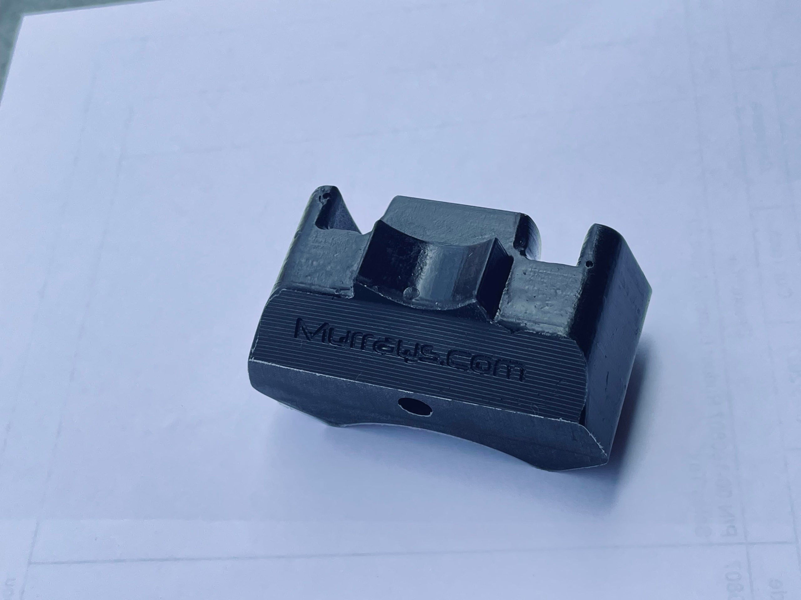 H20 Rudder Bumper
Murrays Part# 006-190807
The Rudder Bumper Hobie 20 is the wedge that mounts under the the lower casting on a Hobie 20 to prevent the rudders from turning too far into the hull and risking the tiller x-bar inverting. This also prevents stress on the hulls from the rudder casting slamming into it. This part mounts with a bolt and nut rather than a course thread screw like the original part.