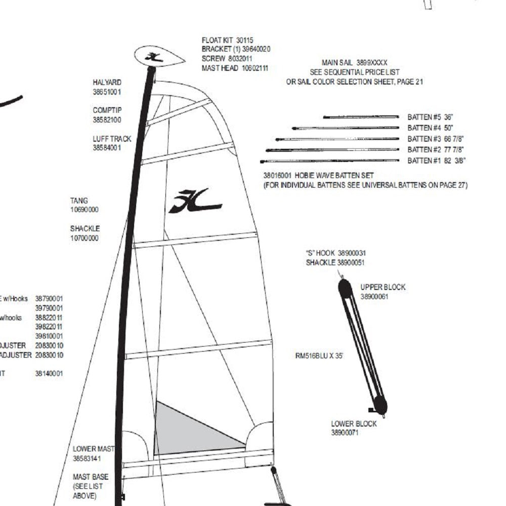 Hobie Wave Sail Parts