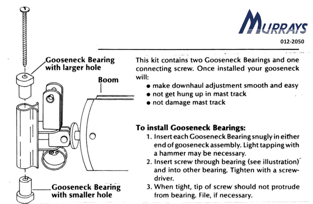 Murrays Gooseneck Bearing Kit Hobie 14 & 16 instructions