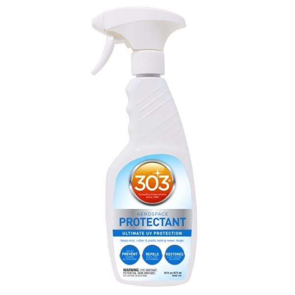 303 Aerospace Protectant provides maximum UV protection for vinyl, rubber, fiberglass, plastic, Dacron and monofilm sails. 303 Aerospace Protectant immediately restores original color and gloss to faded hulls and Dacron sails.