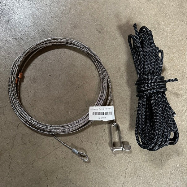 Hobie 16 Main Halyard Non-Comptip is a wire halyard for the all-aluminum mast (non Comp-Tip) Hobie 16 and is used to raise the main sail. Constructed to factory specifications, and includes a 2nd stopper as a reef point stopper. This is the standard halyard for Hobie 16's with an all aluminum mast which were standard before 1986. Hobie part number 20651011
