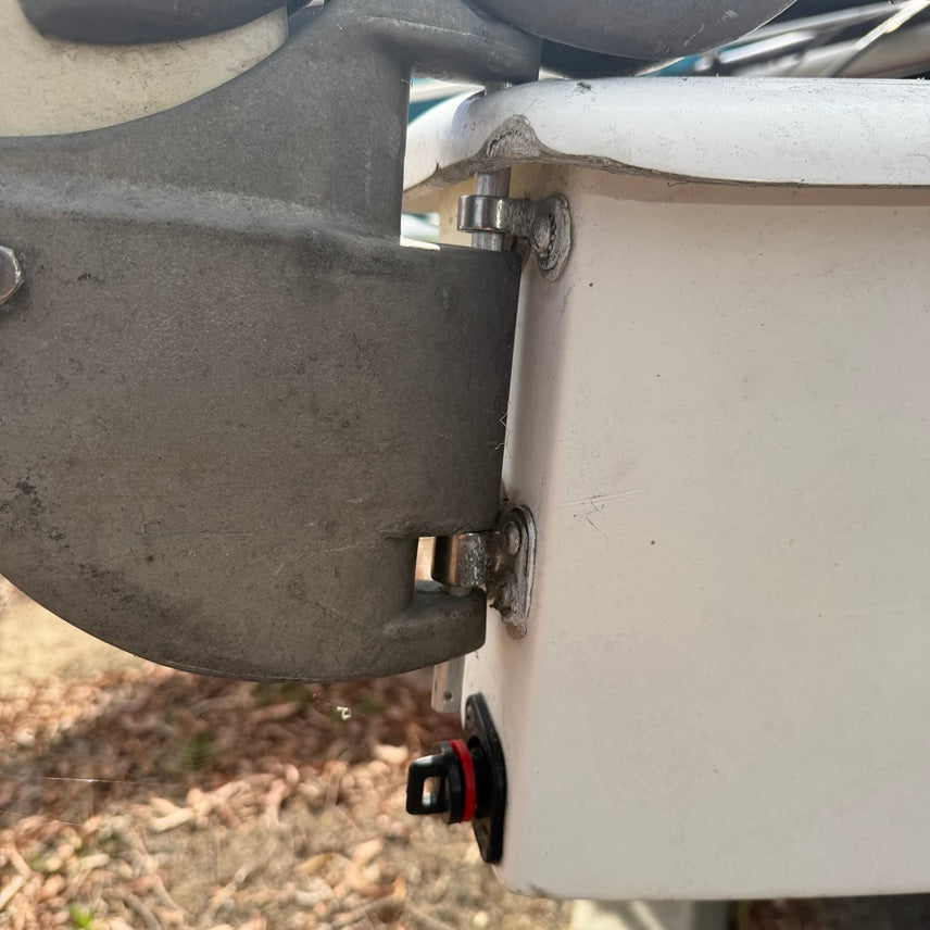 Aluminum rudder pins are standard on Hobie® 14 and 16 and are good for all-around, low maintenance use. Pair of 3/8" x 8" rudder pins with cotter pins.

New One piece rudder gudgeons have been produced with a slightly smaller metric hole size. If you have a 2020 and newer boat or 2020 and newer one piece gudgeons, our aluminum rudder pins may require force to install and be difficult to remove. The stainless pins are a better fit.
Sold in pairs
Each pair is equivalent to two Hobie Cat® item# 20880001 (each)