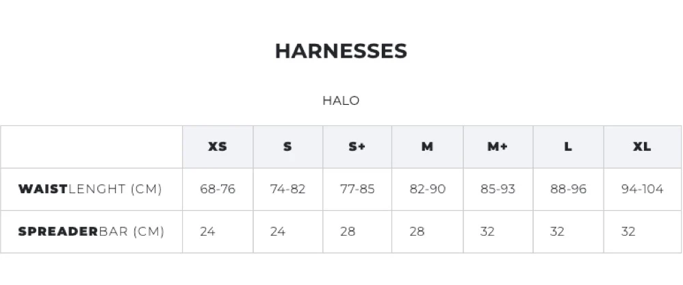 Manera Halo 2 size chart