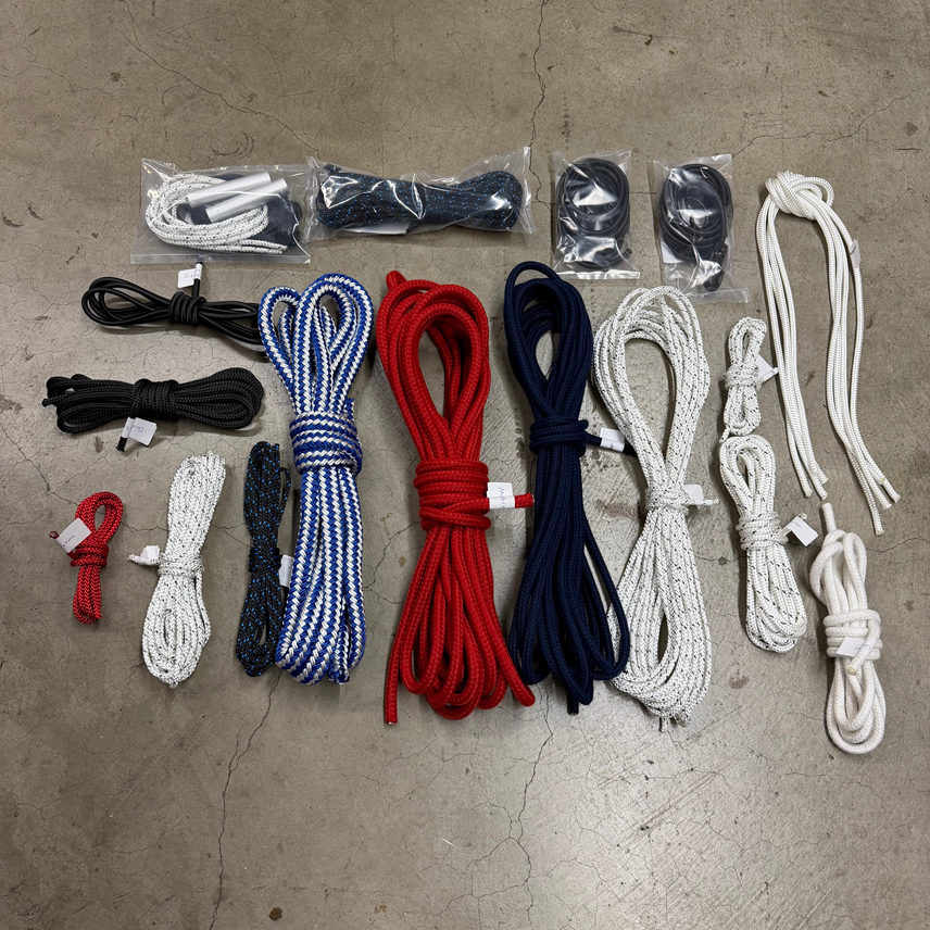 Prindle 16 Line Package
Murrays Part 001-39P16
replaces all the lines on a Prindle 16 sailboat. 
Line Package Includes:
Mainsheet 3/8" 40'
Traveler Control 5/16" 
Jib Sheet 5/16" 33'
Barber Hauler 1/4" 16'
Trapeze Adjustment Line 1/4" 14' cut into 4x 3.5' pieces
Main Halyard 3/16" 52'
MURRAYS PRINDLE Jib halyard Kit
Outhaul 3/16" 8'
Downhaul 1/4" 15'
Righting Line 1/2" 16'
Murrays Rudder Pull UP/ Pull Down kit
Mast Rotator Line 3/16" 5'
Murrays Trapeze Bungee kit
Jib Jam 
