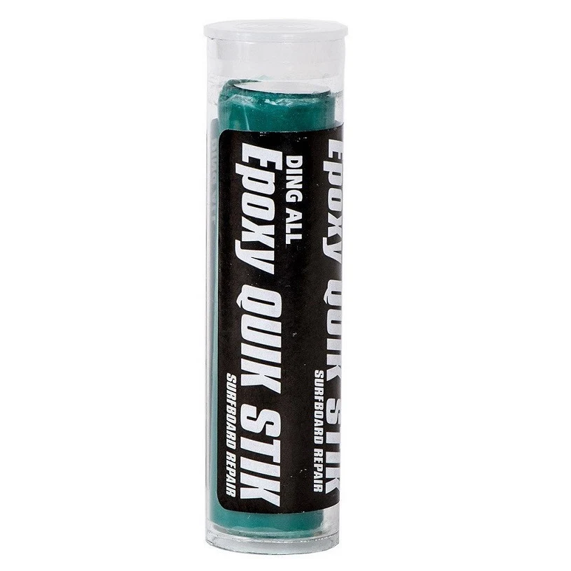 The Ding All Expoxy Quik Stick is a hand-kneadable, special epoxy putty that mixes in just one minute for permanent repairs to damp or wet areas. Dries white in 30 minute cure time. Perfect gear bag item.