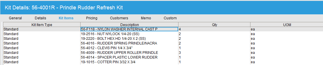 PRINDLE RUDDER REFRESH KIT