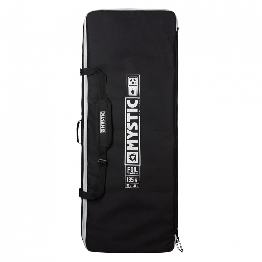 The Mystic Foilbag is a hydrofoil quiver bag with lots of pockets and separators to keep foil wings, fuselages, hardware and masts protected and organized.
Features:
- For Multiple Foil Types
- Removable padded divider with integrated pockets
- Protected Fuselage Pocket
- 3 Transparent Internal Pockets
- Shoulder Carry Strap
- Carry Handle
- Heavy Duty Zipper
- Compression Straps