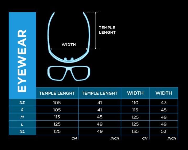 Forward Gust Evo Sunglasses size chart